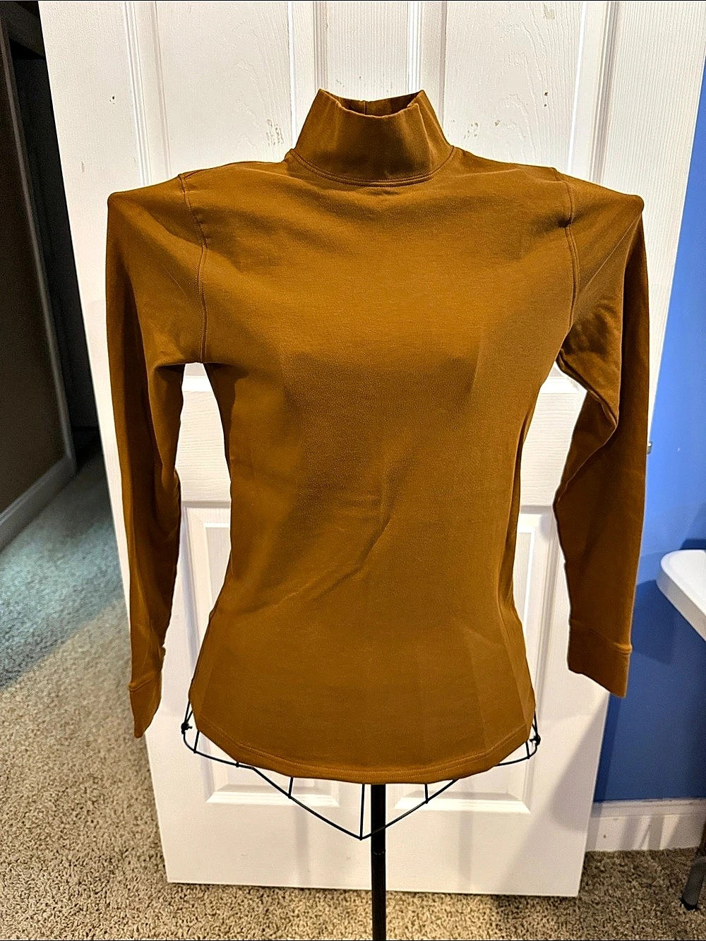 Lands' End Relaxed Fit Mock Neck Turtleneck Long Sleeve Brown Size Small 6-8